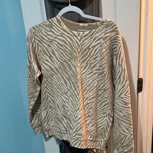 MOTHER Tan and White Zebra Print Sweatshirt
